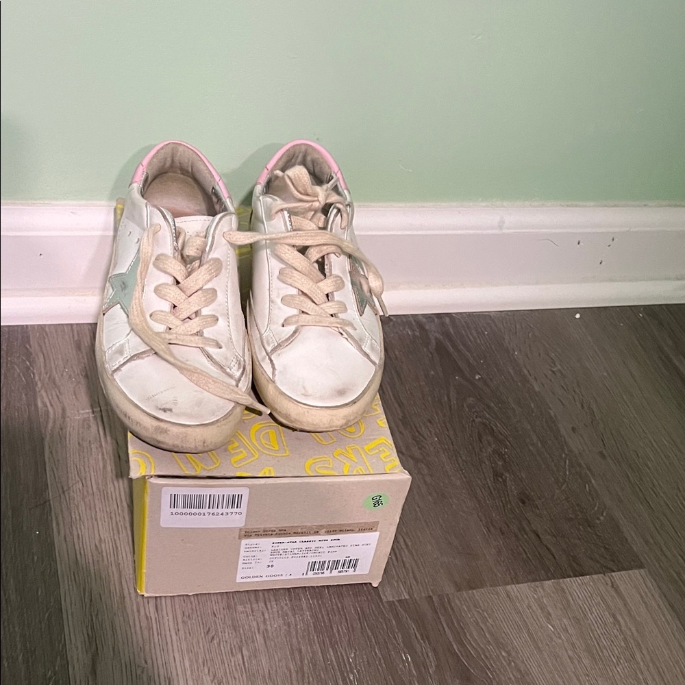 Kids White and Pink Sneakers